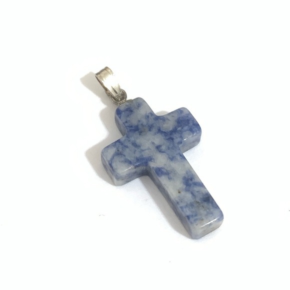 Blue Lapiz Cross Pendant - Picture 2 of 5